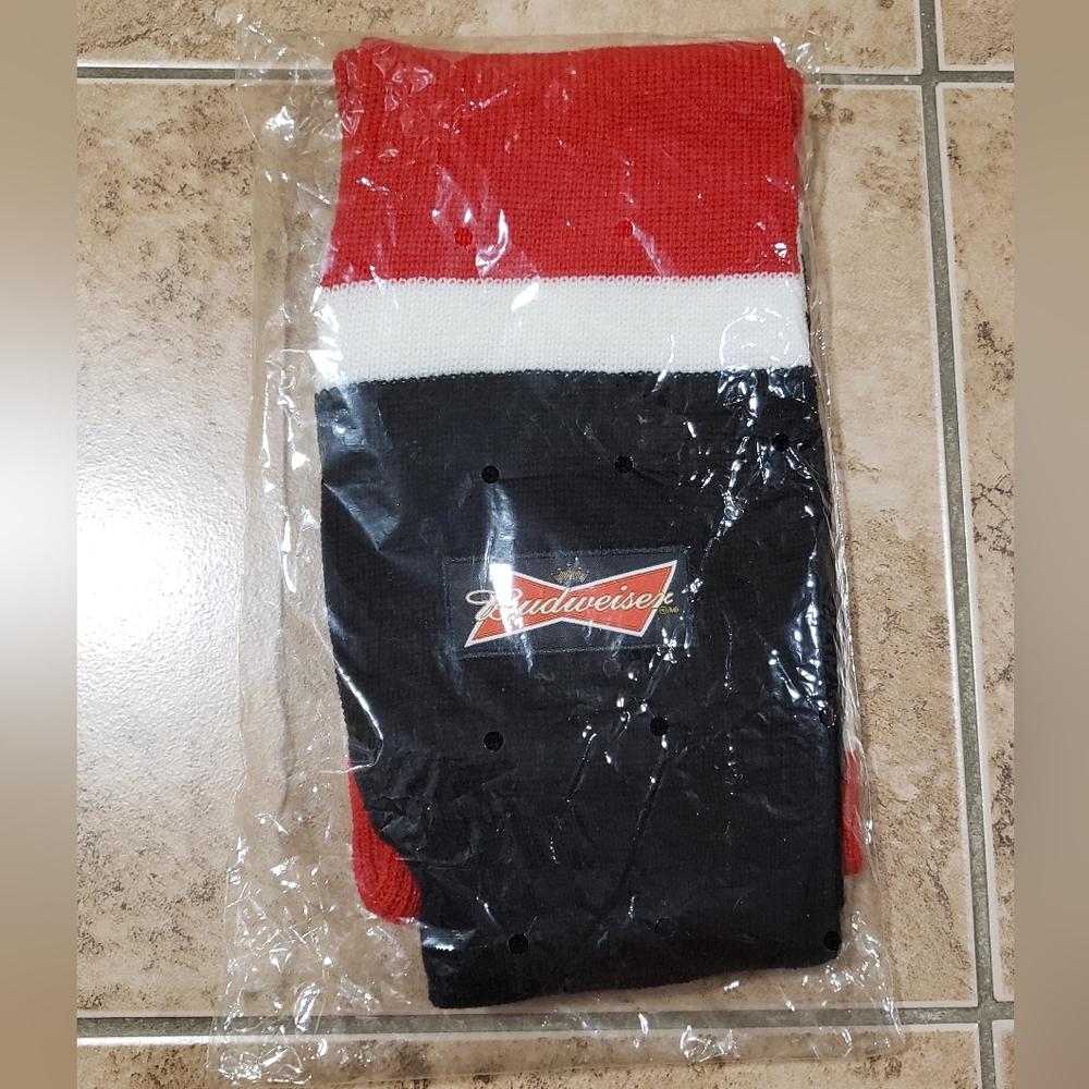 Scarf /Hand Warmer/hockey Sock Budweiser. Brand New, Chicago Blackhawks Colors